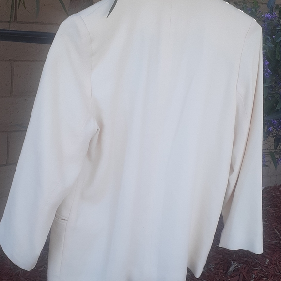 TALBOTS Petites Cream Ivory 100% Wool Blazer Double Breasted Suit jacket sz 12 ? - Picture 8 of 11